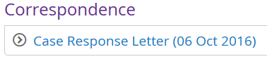 Response letter in correspondence section