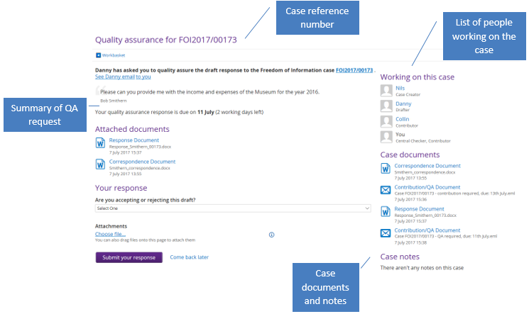 Quality assurance screen
