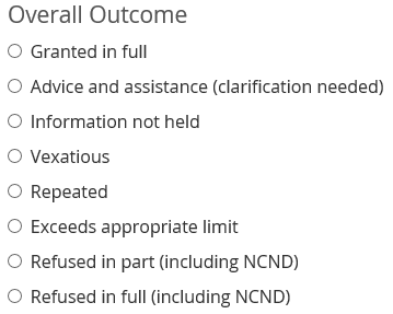 Overall Outcome options for the FOI/EIR case