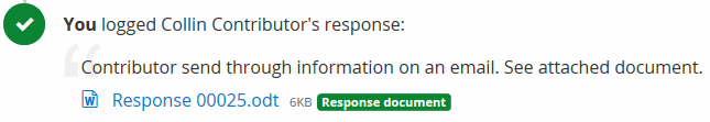 Contribution document set as a response document