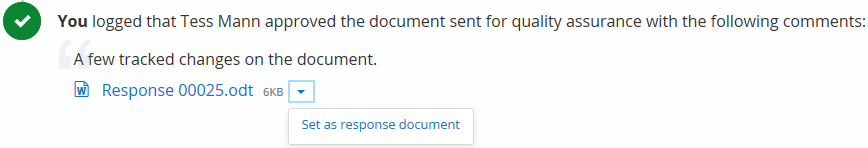 set as response document link
