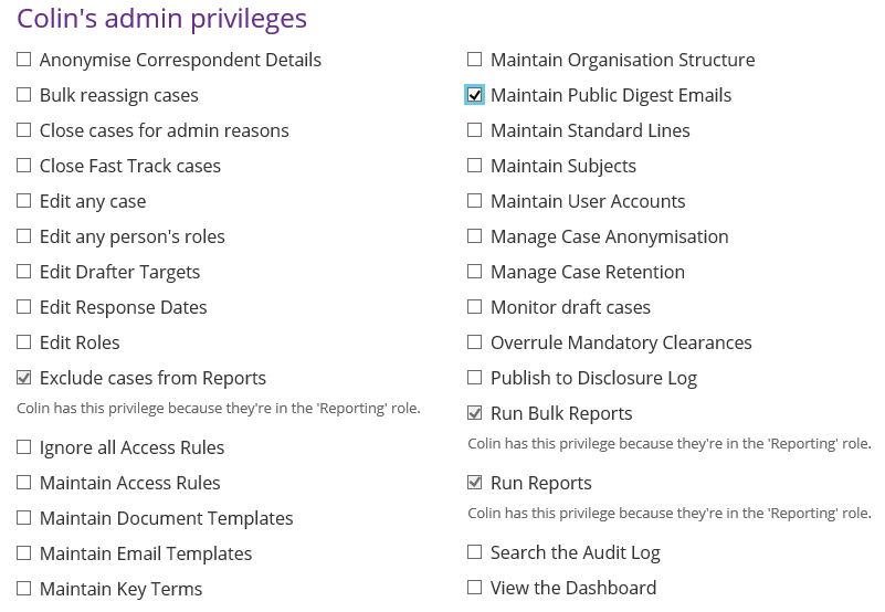Colin's admin privileges on his user account