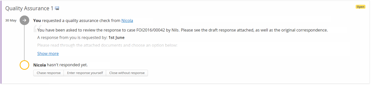 Quality assurance request details