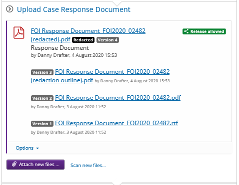 Redacted document will always be the latest version of the document