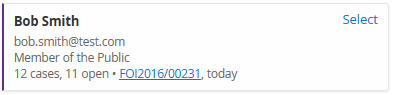 Correspondent details including name, email, number of cases and the last case reference number