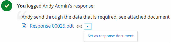 set as response document link