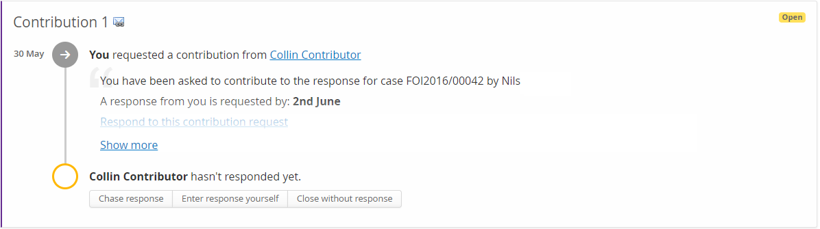 The recorded contribution request