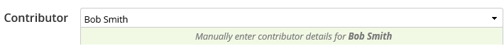 Green banner showing Contributor details manually entered