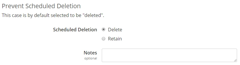 Prevent deletion by selecting Retain