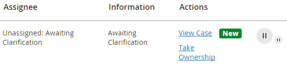 Awaiting clarification tab workbasket
