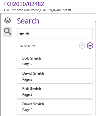 eCase Redact search function