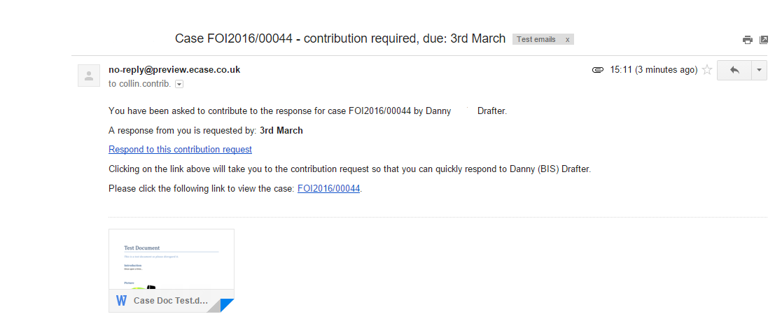 Contribution request email