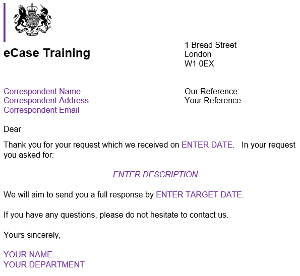 example of a document template without mail merge fields