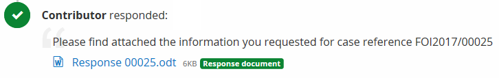 contribution showing the response document icon