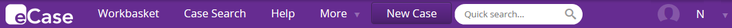 eCase menu toolbar